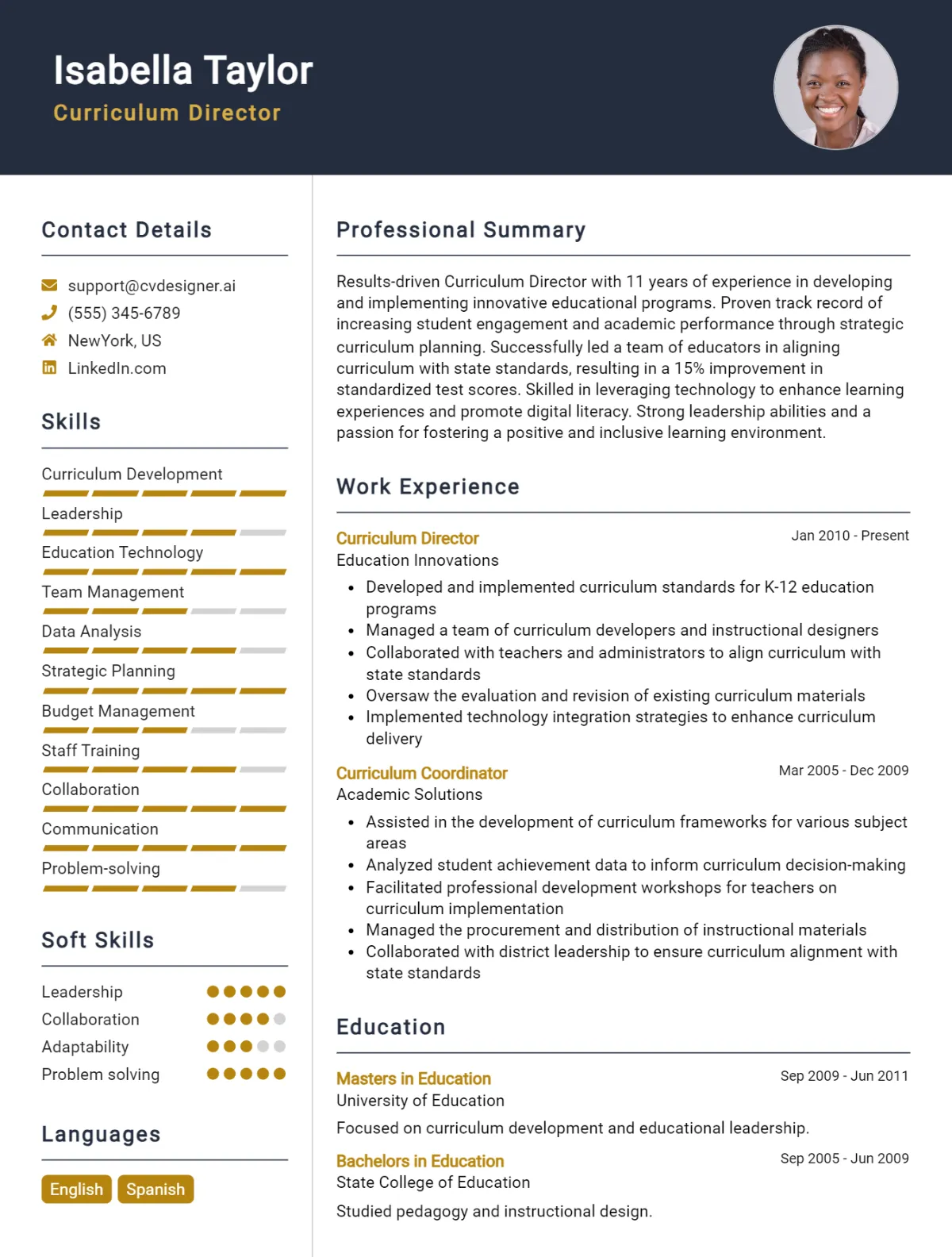 Curriculum Director CV Example For 2024 Proven Tips Templates