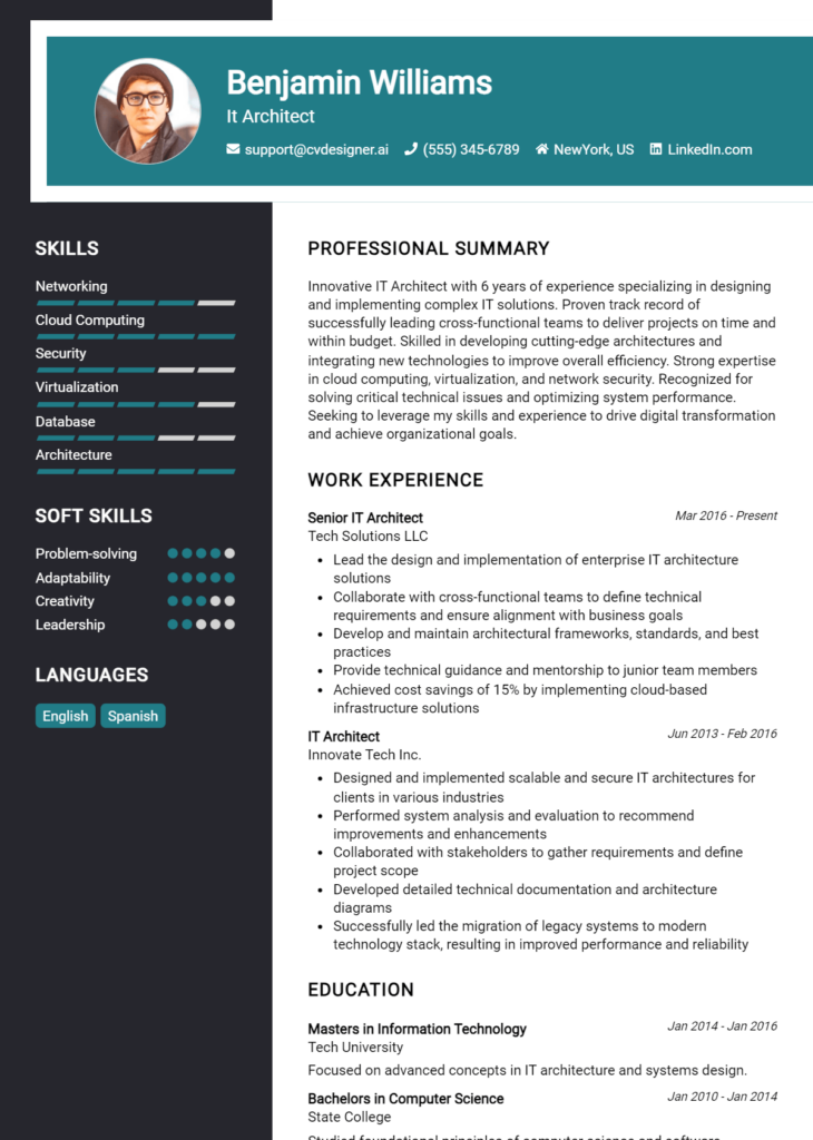 16 Network Architect Resume Examples And Templates For 2024 CVDesigner Ai