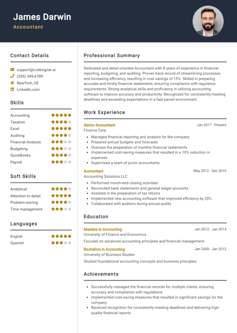 32 Accountant CV Examples And Free Templates for 2025