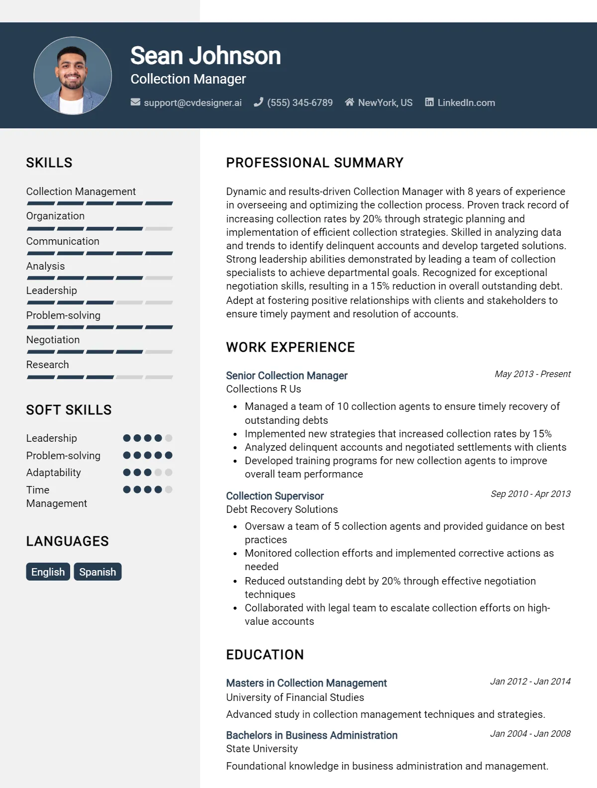 Collection Manager CV Example