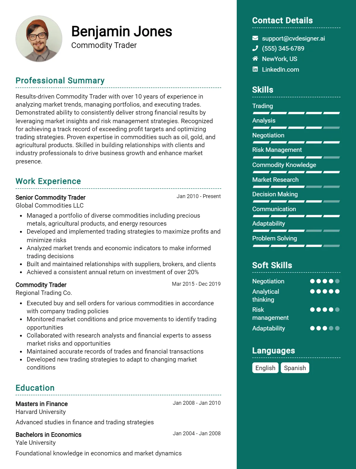 Commodity Trader CV Example