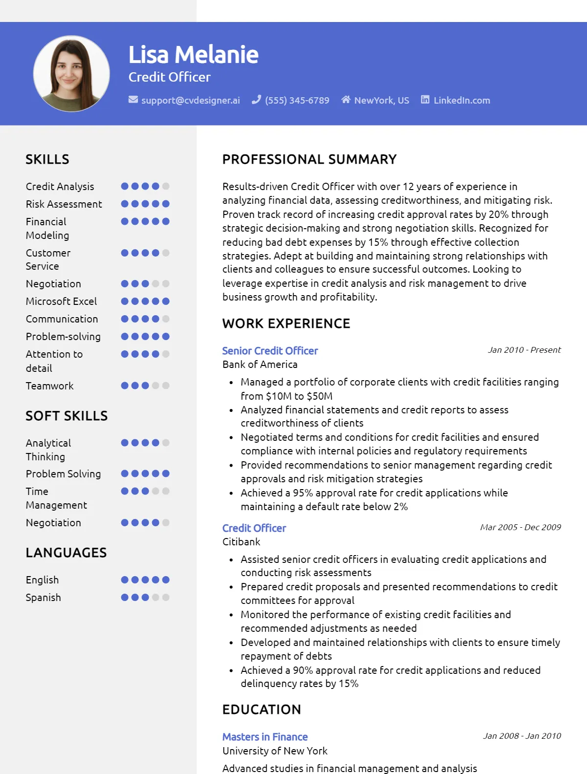 Credit Officer CV Example