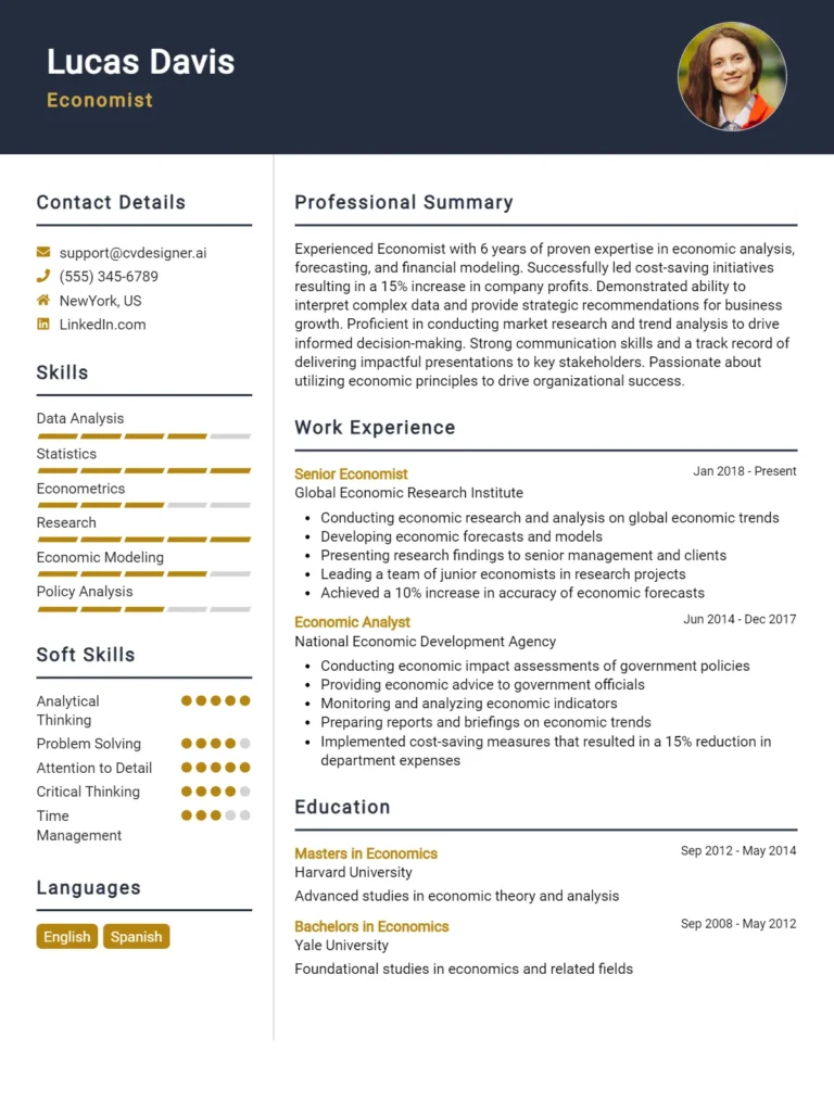 Economist CV Example and Templates for 2025