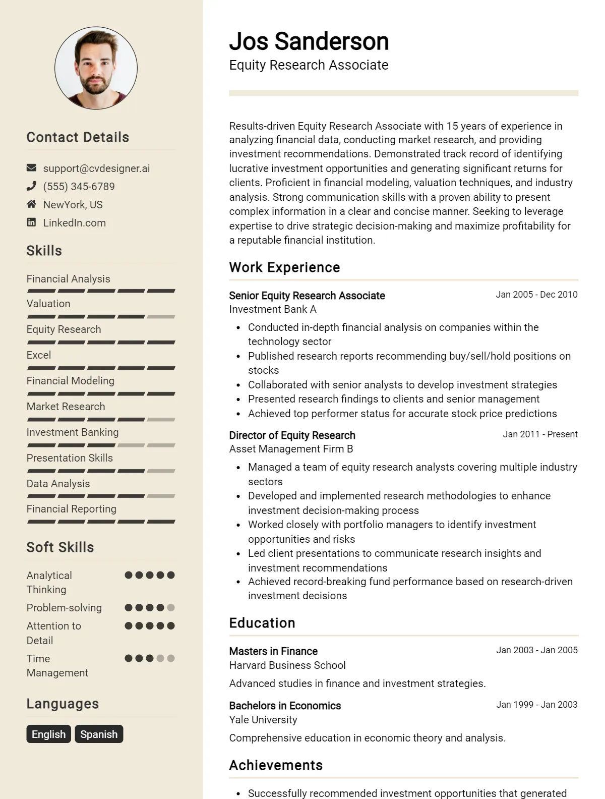 Equity Research Associate CV