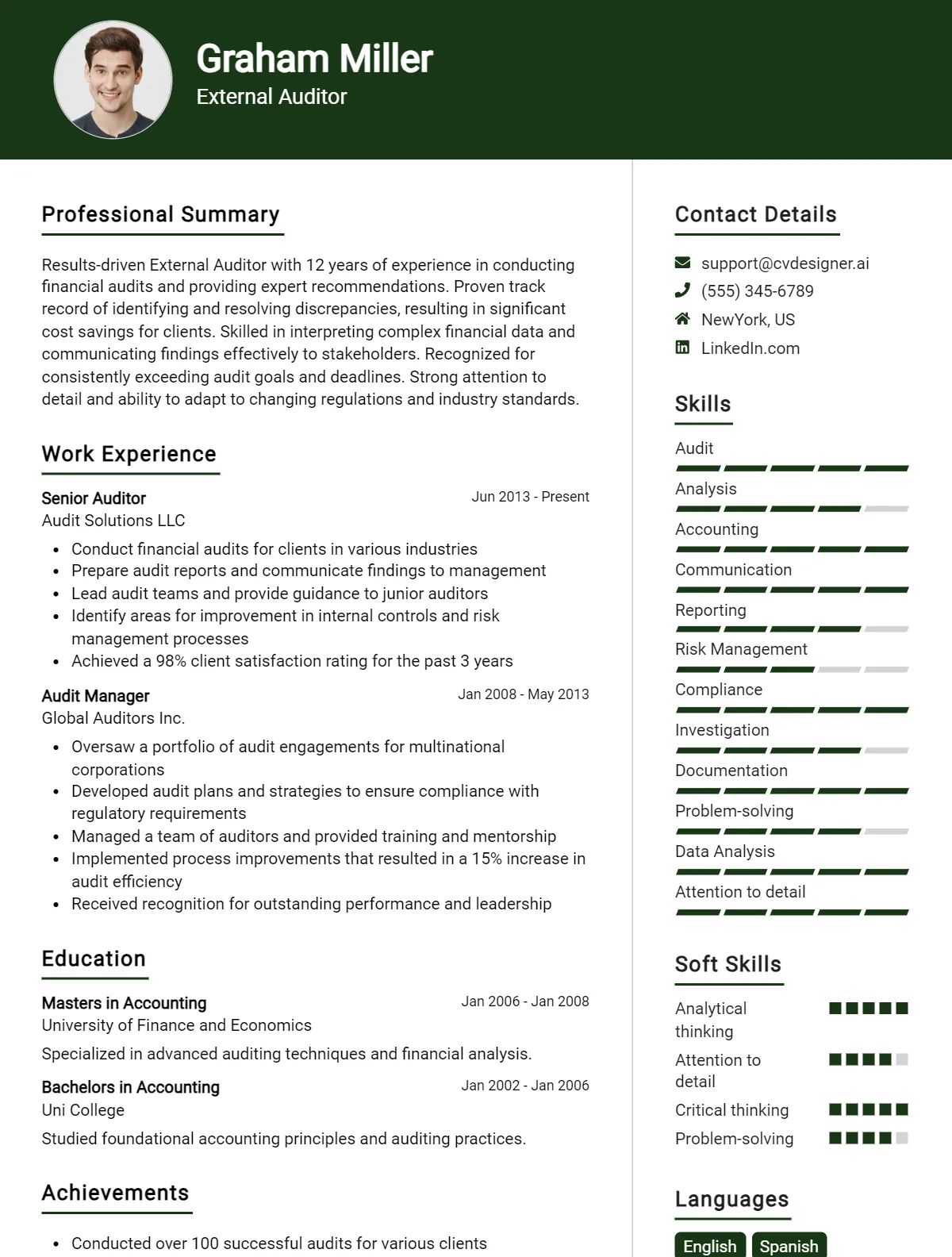 External Auditor CV Example