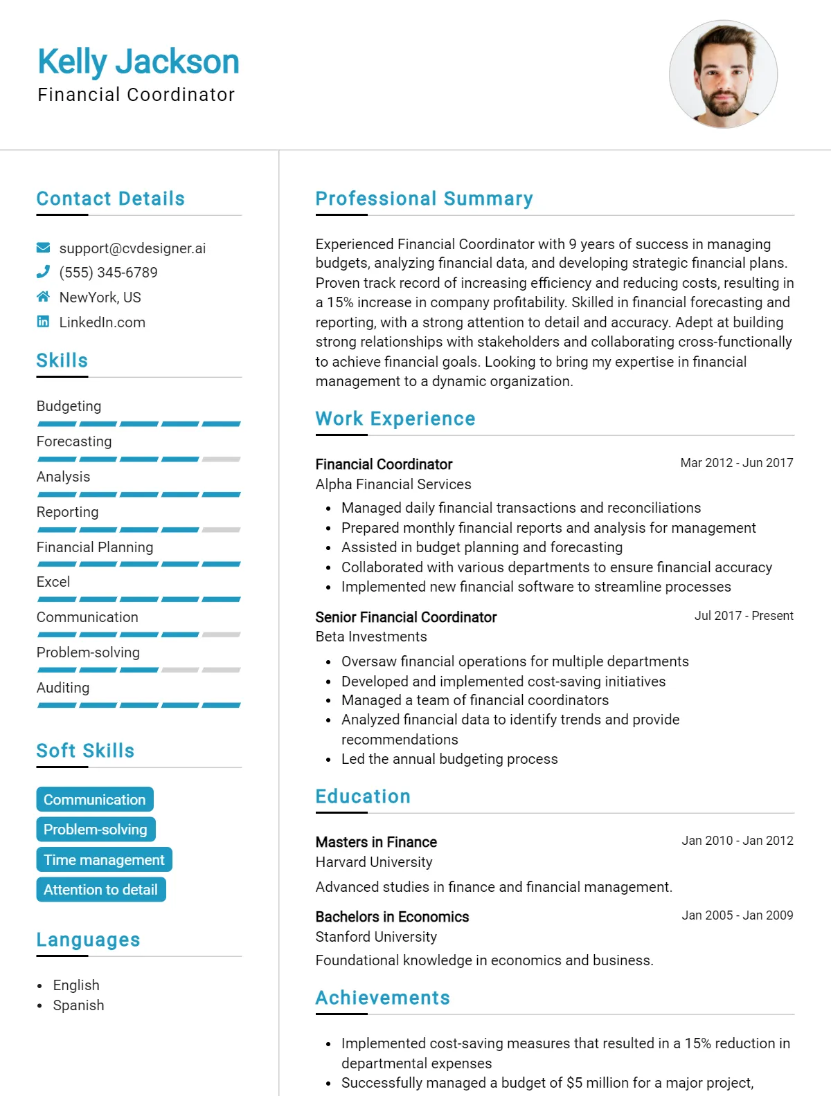 Financial Coordinator CV Example