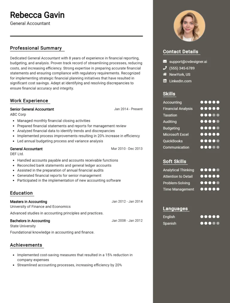General Accountant CV Example For 2025: Top Tips & Samples