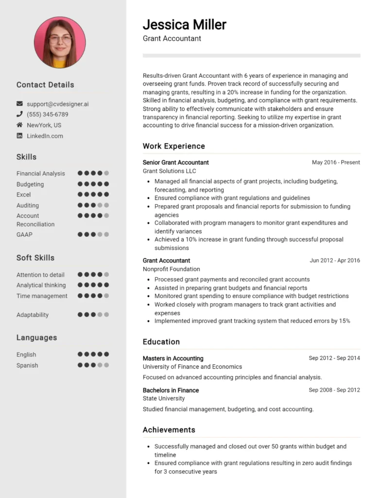 Grant Accountant CV Example