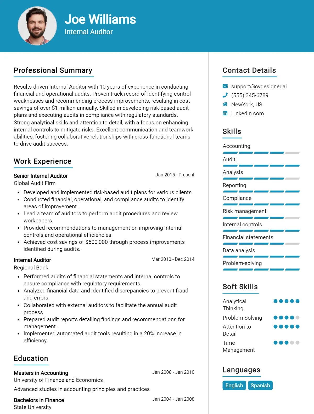 Internal Auditor CV Example