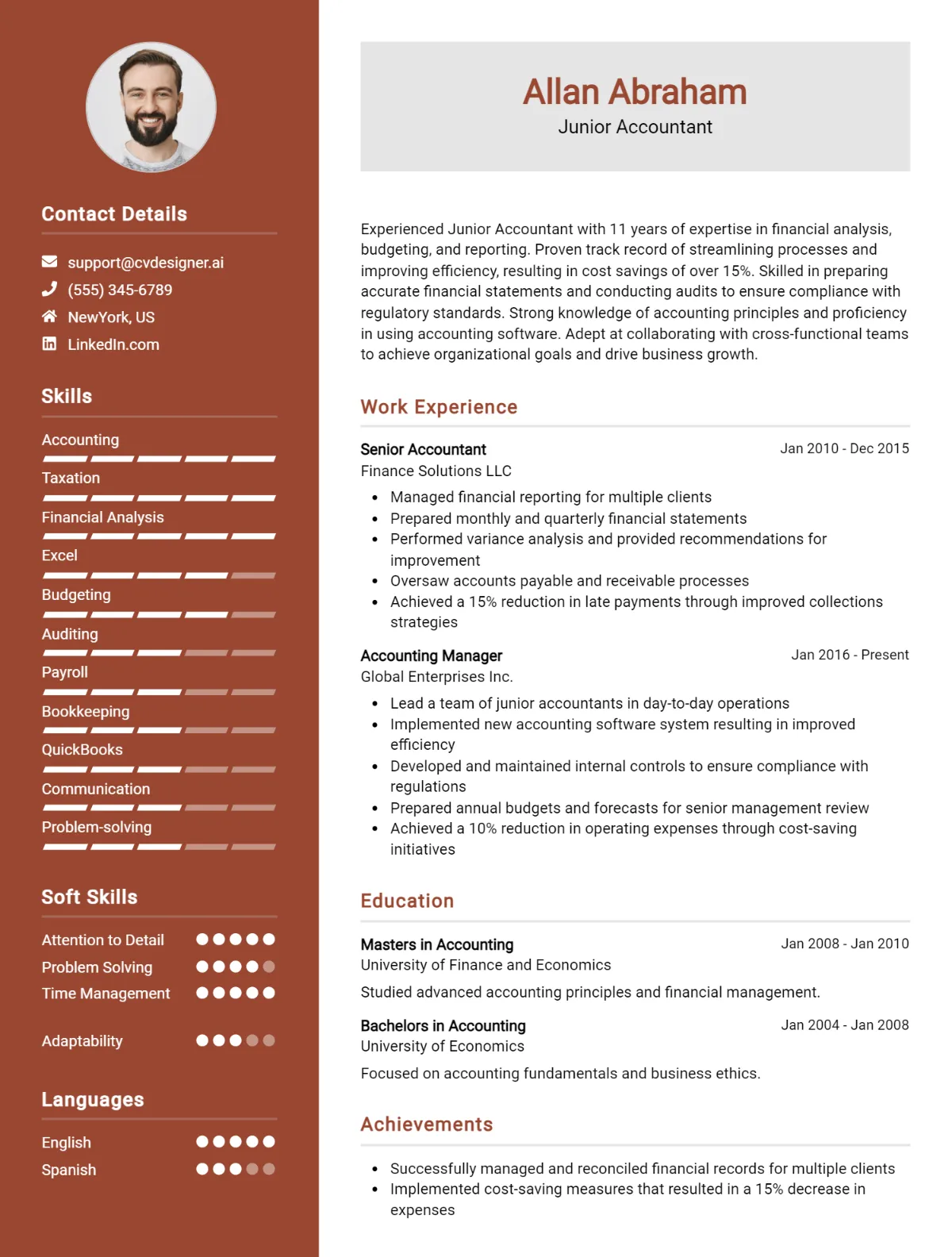 Junior Accountant CV Example