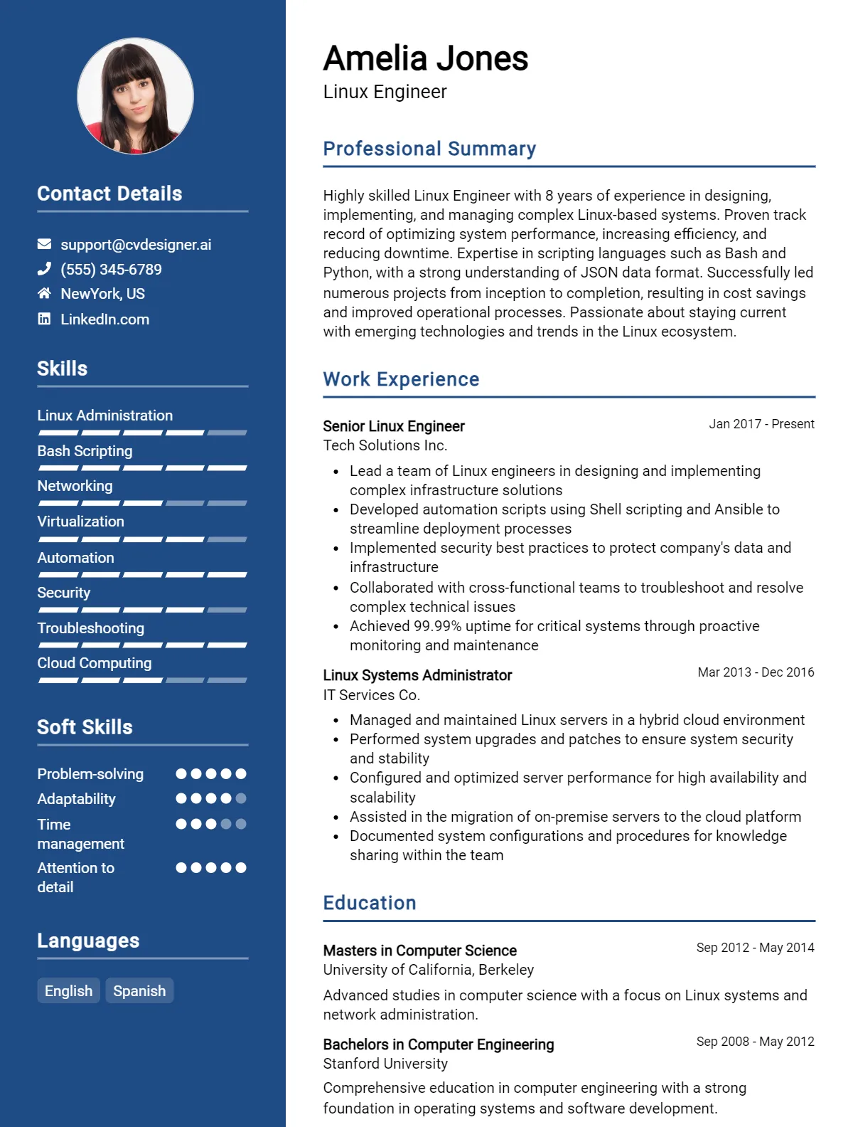 Linux Engineer CV Example