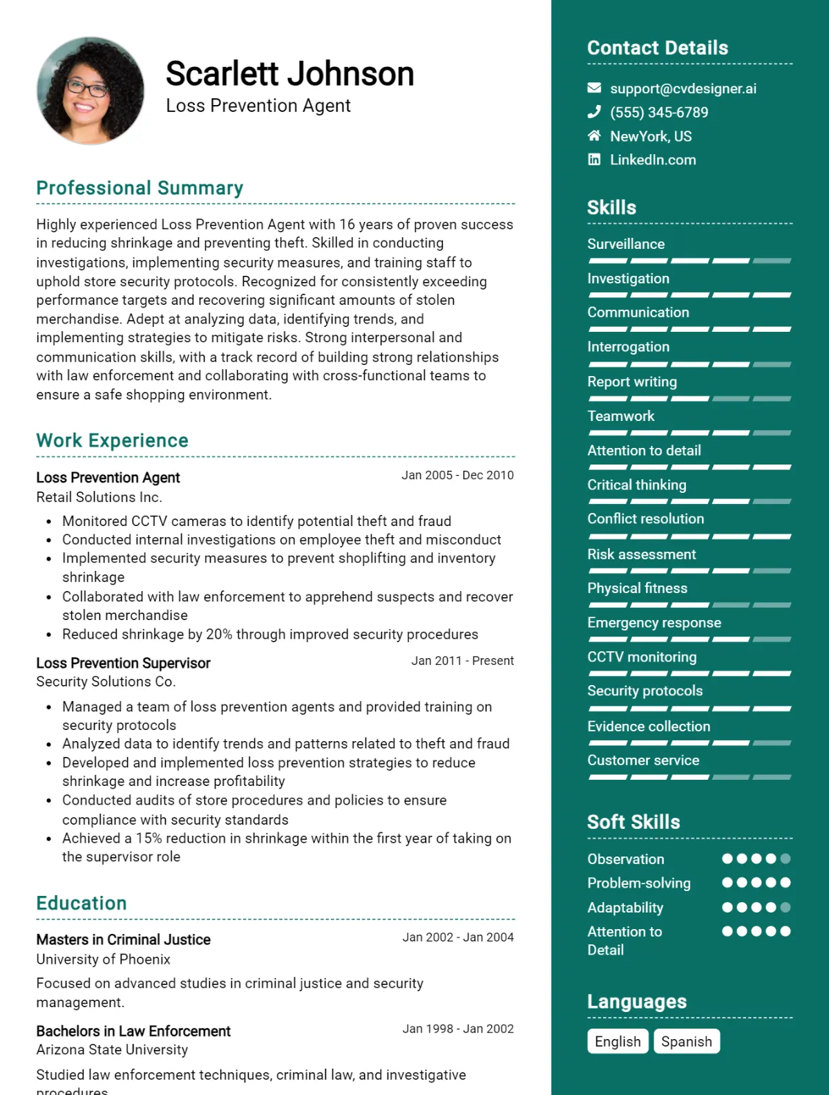 Loss Prevention Agent CV Example