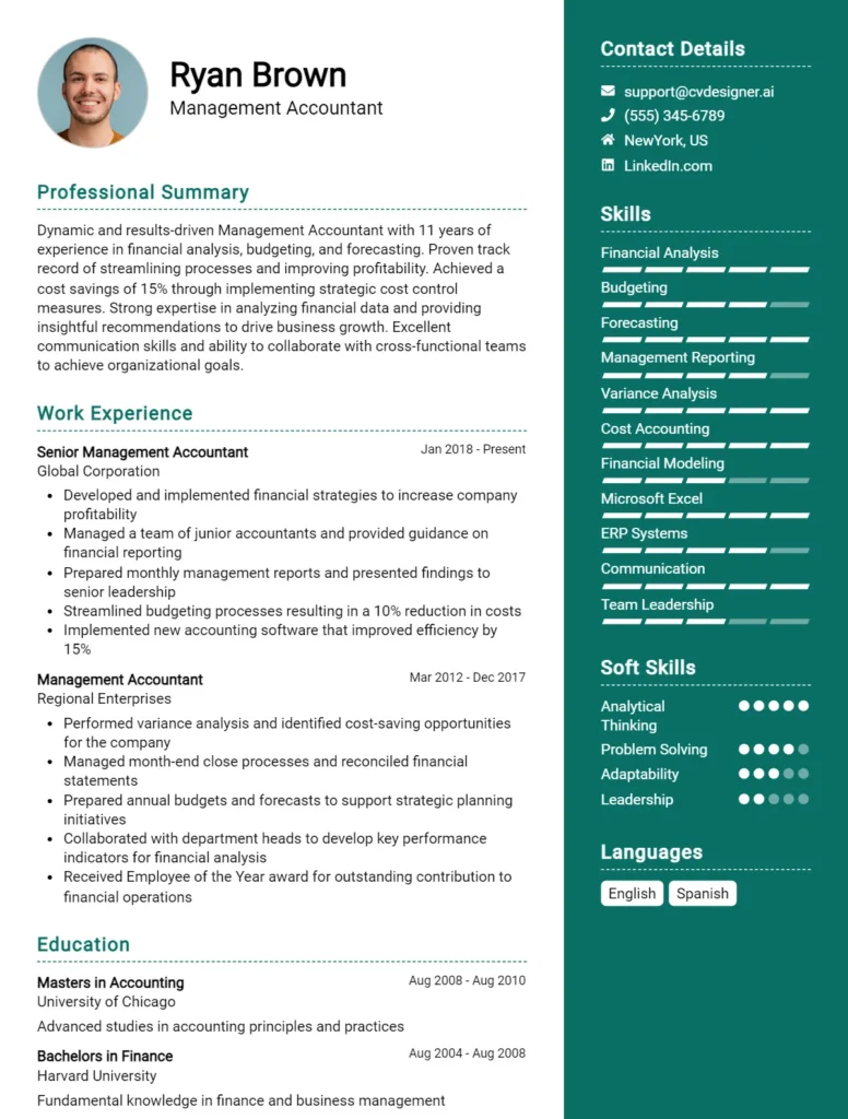 Management Accountant CV Example