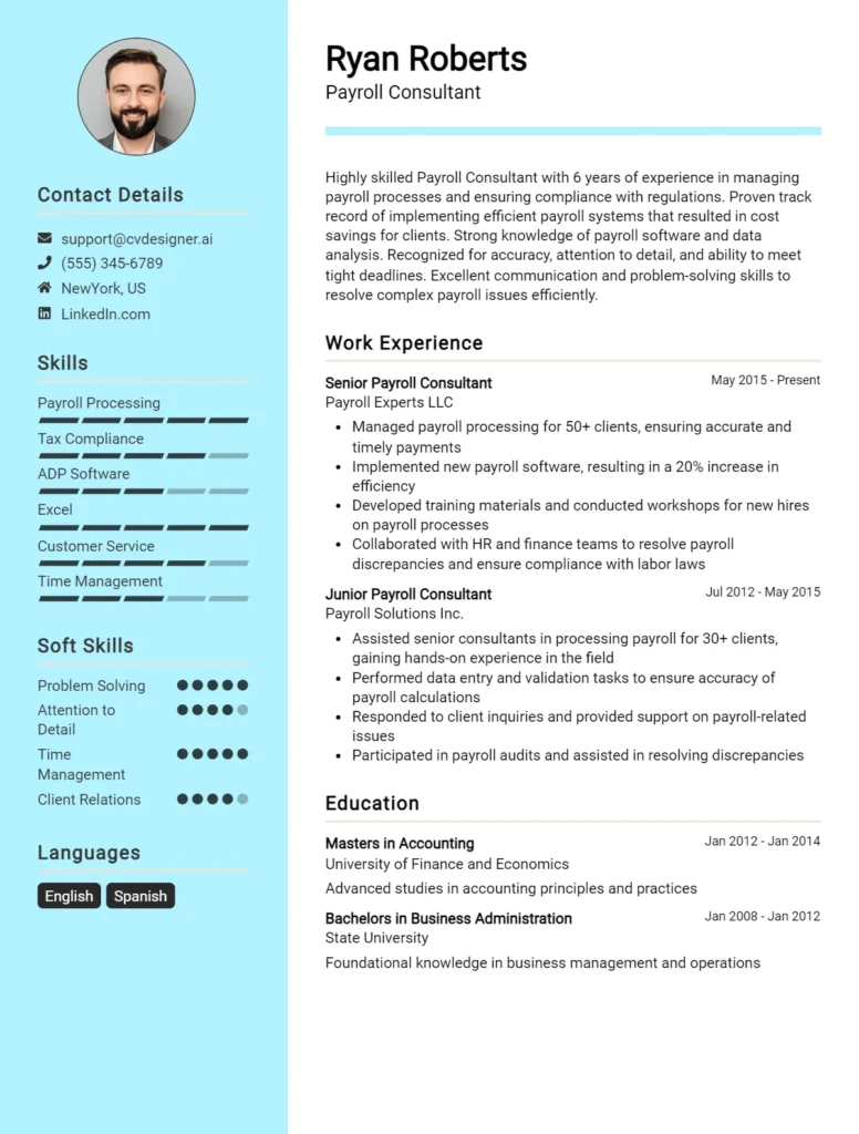 Payroll Consultant CV Example