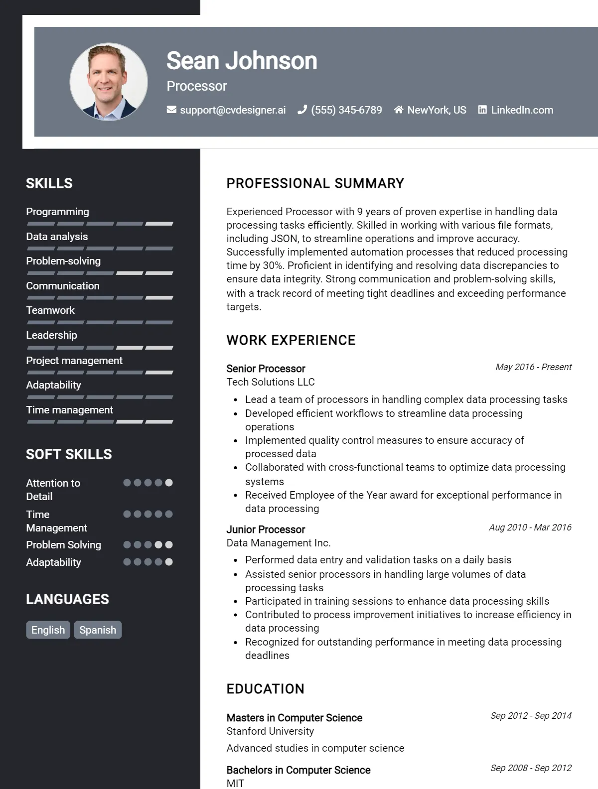 Processor CV Example