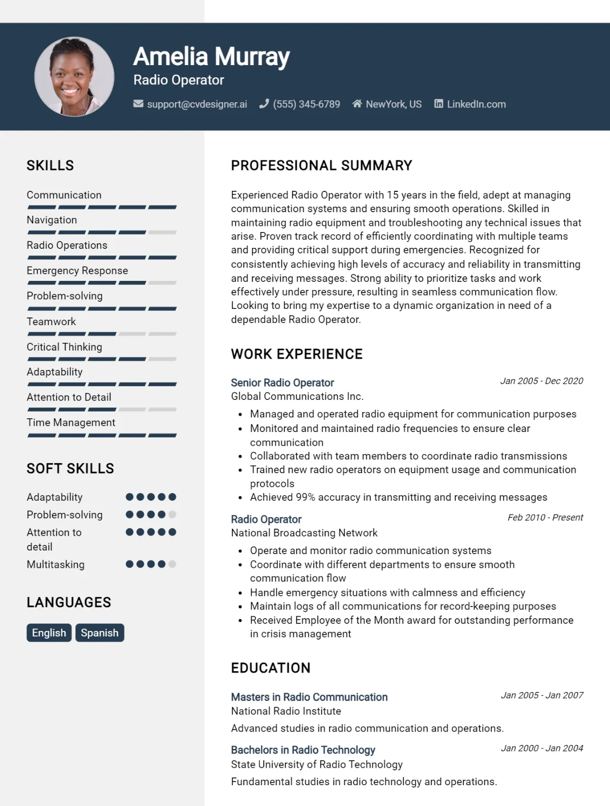 Radio Operator CV Example