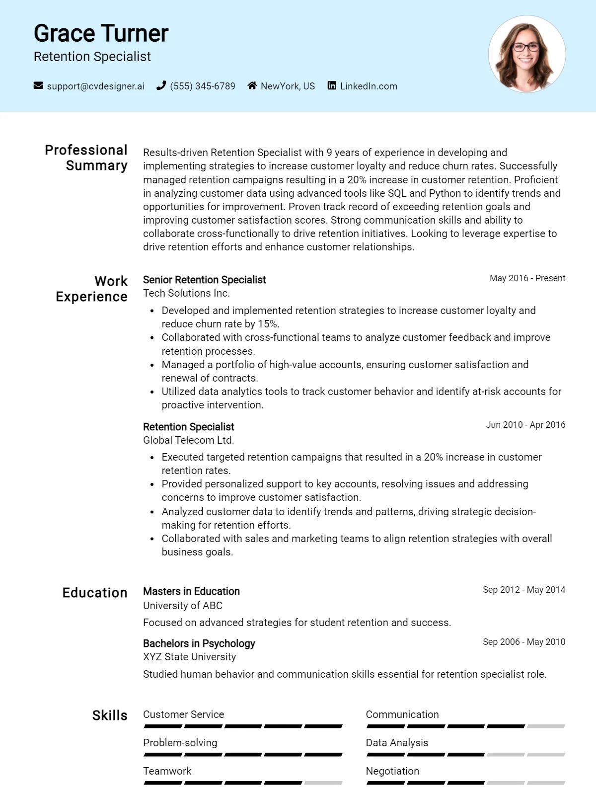 Retention Specialist CV Example For 2024: Expert Tips & Templates ...