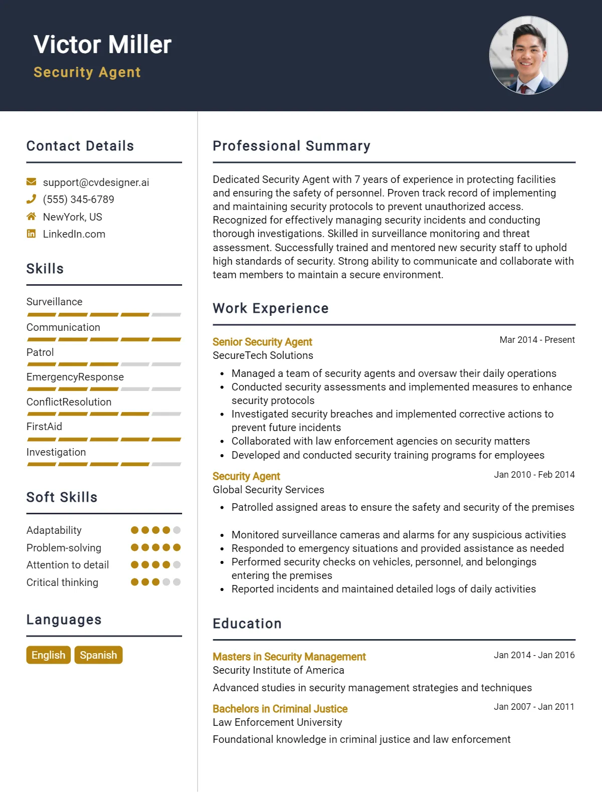 Security Agent CV Example