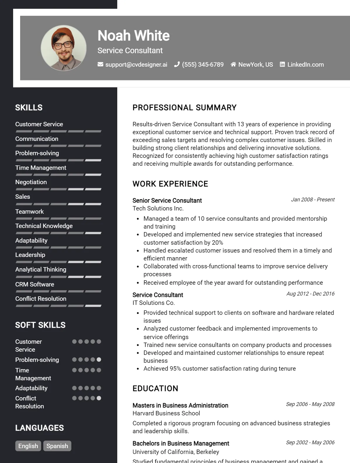 Service Consultant CV Example