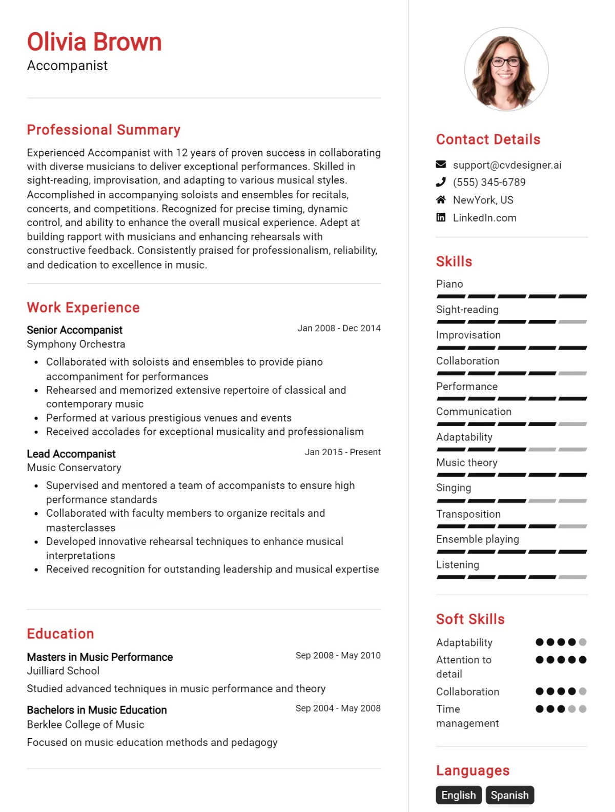 Accompanist CV Example