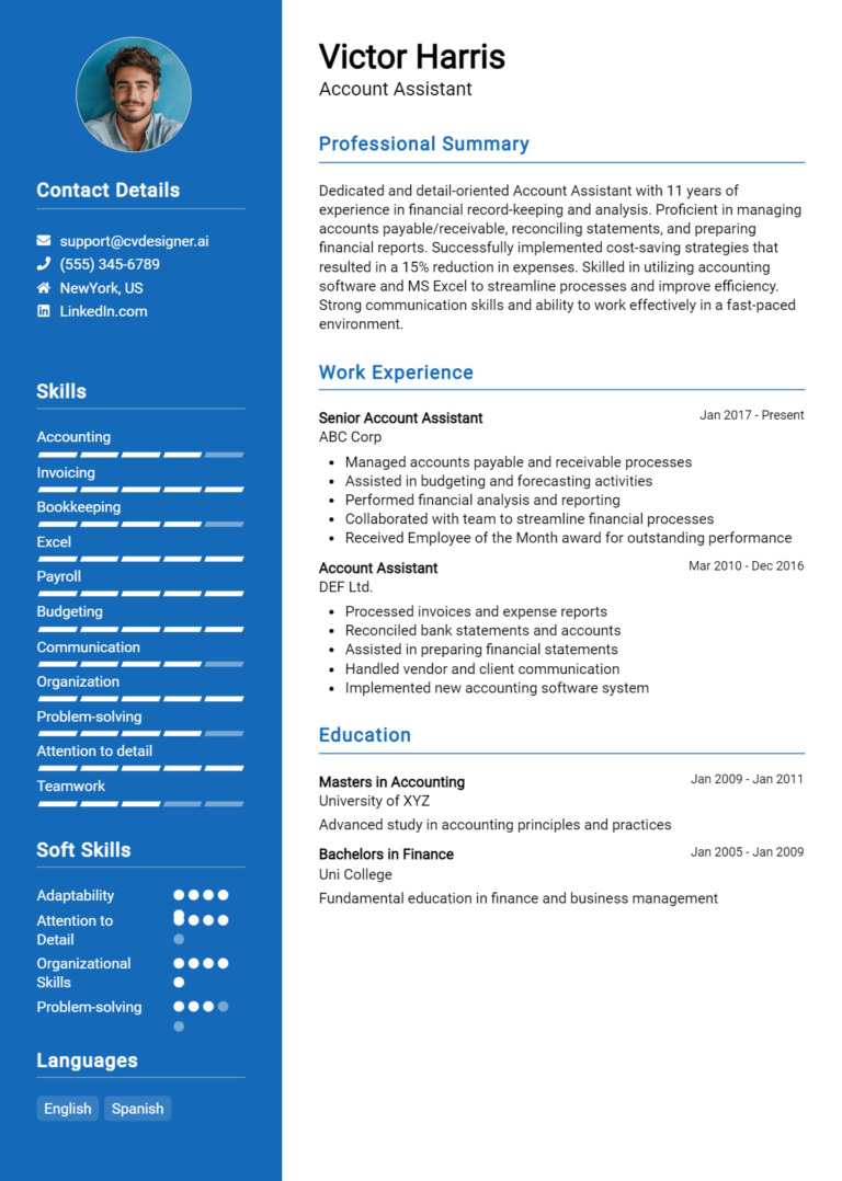 Account Assistant Resume Example for 2025: Samples & Best Practices