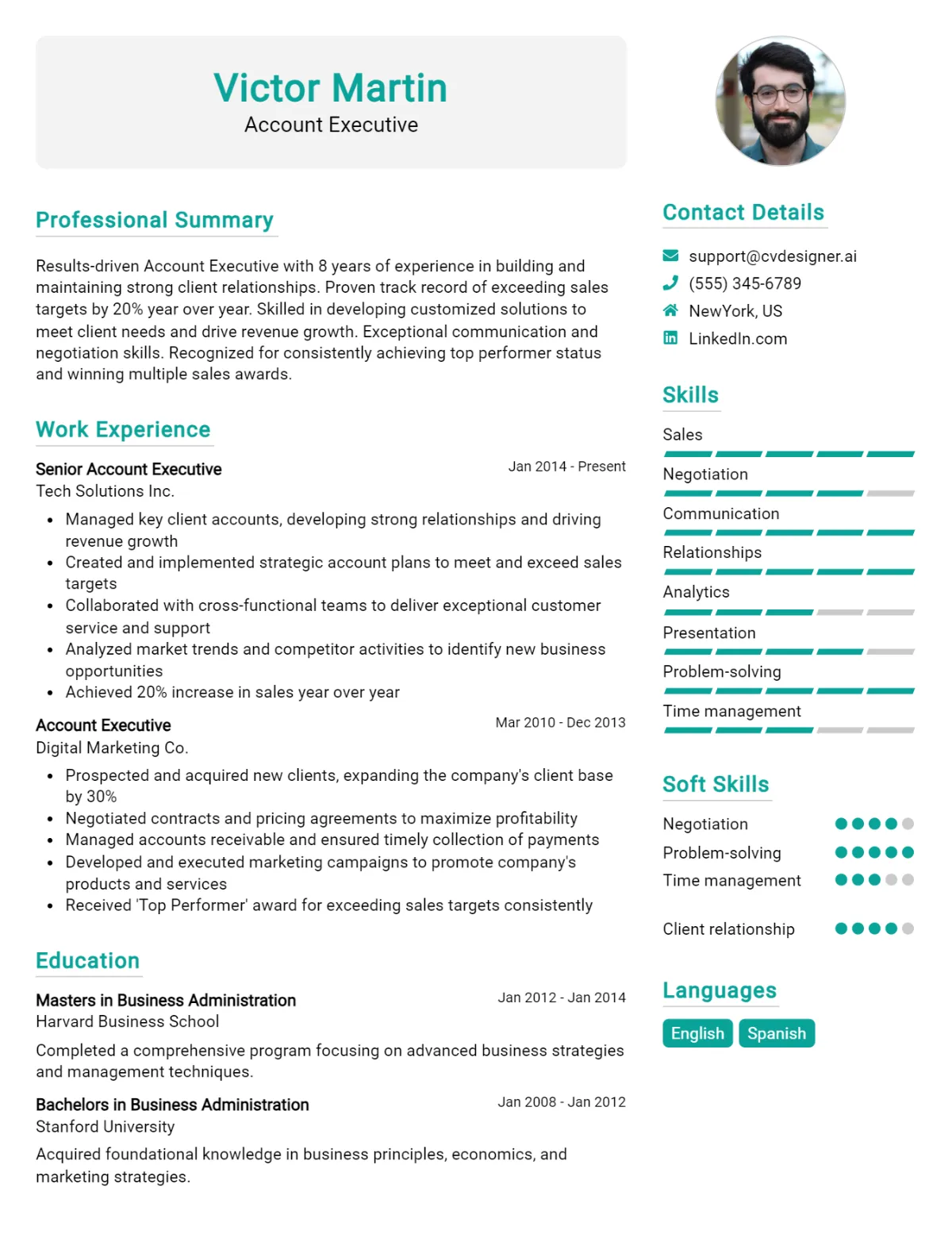 Account Executive CV Example