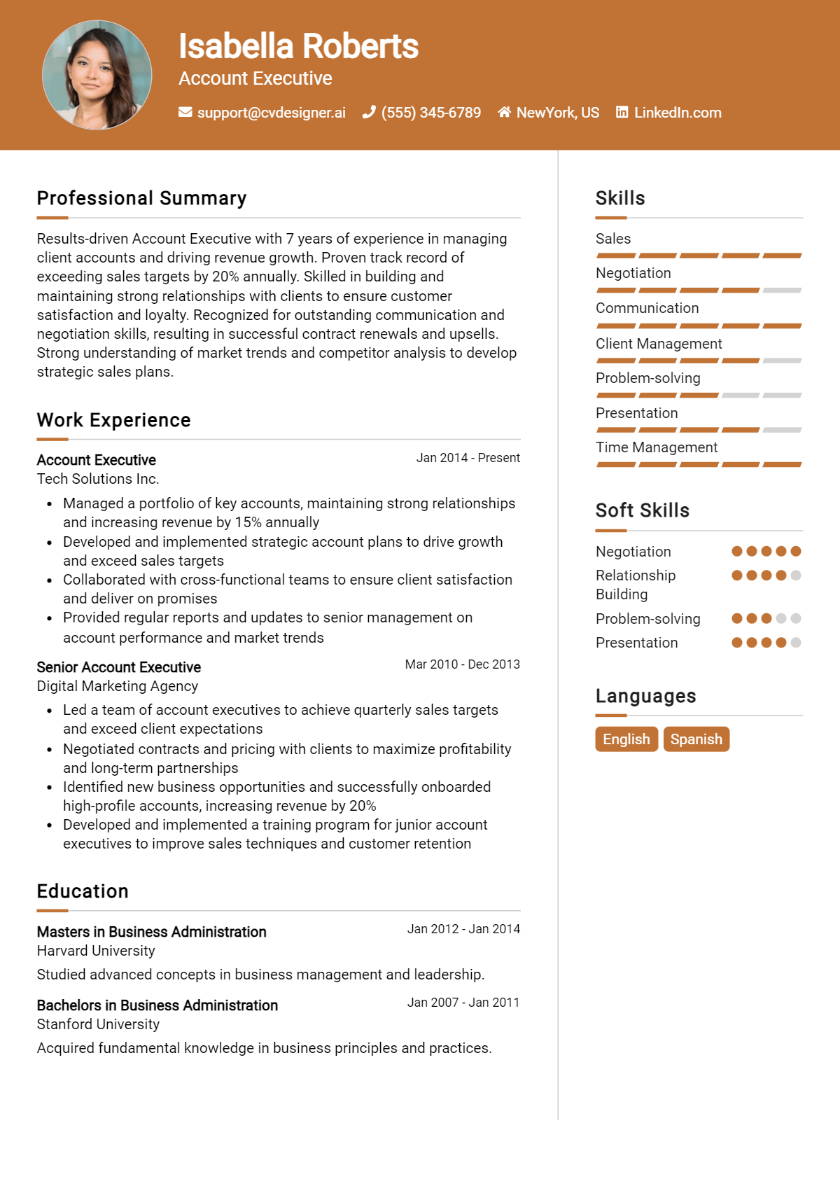 Account Executive Resume Example