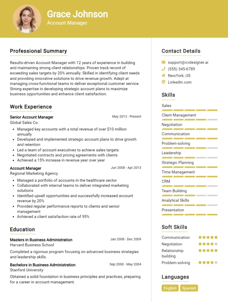 14 Account Manager CV Examples And Templates For 2025