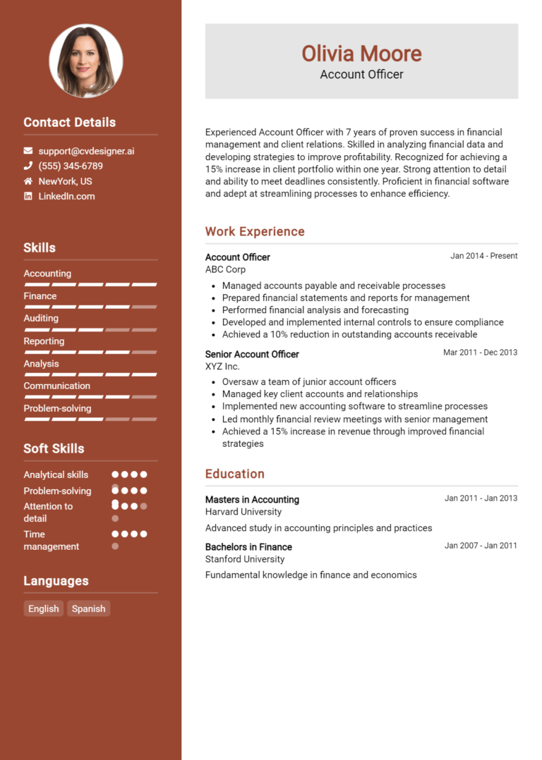 Account Officer Resume Example for 2025: How to Create a Professional CV
