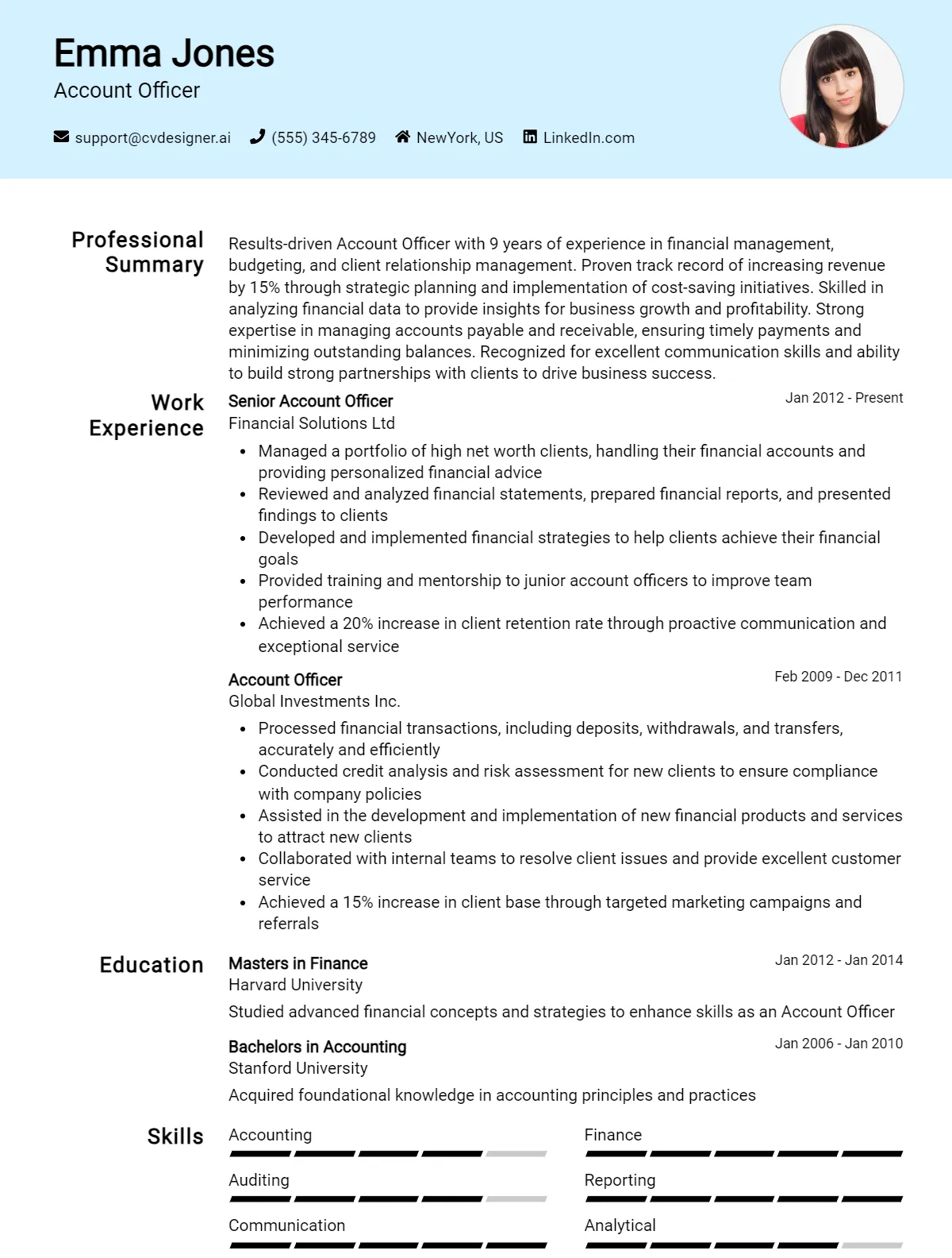 Account Officer CV Example For 2024: How to Craft a Winning CV ...