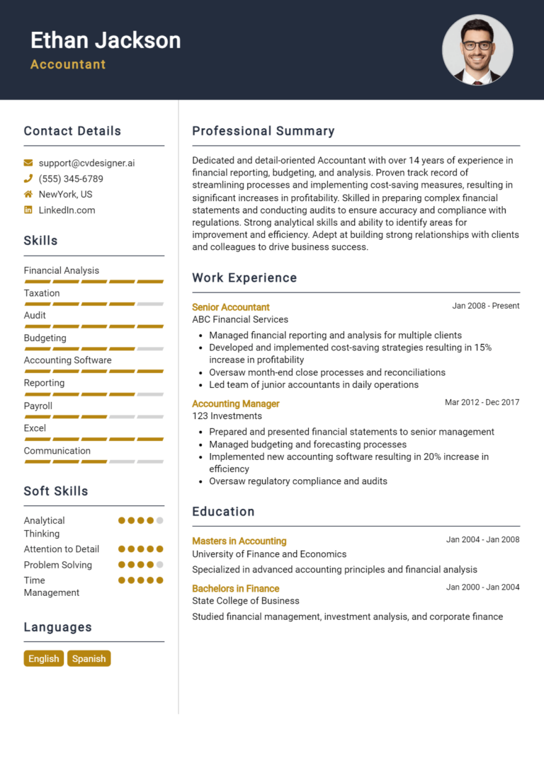 Accountant Resume Example for 2025: Professional CV Templates