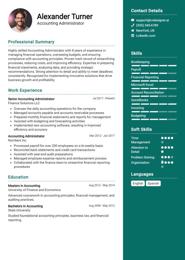12 Accounting Administrator Resume Examples And Templates for 2025