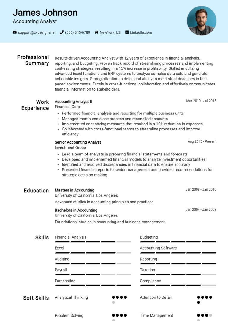 14 Accounting Analyst Resume Examples And Templates for 2025