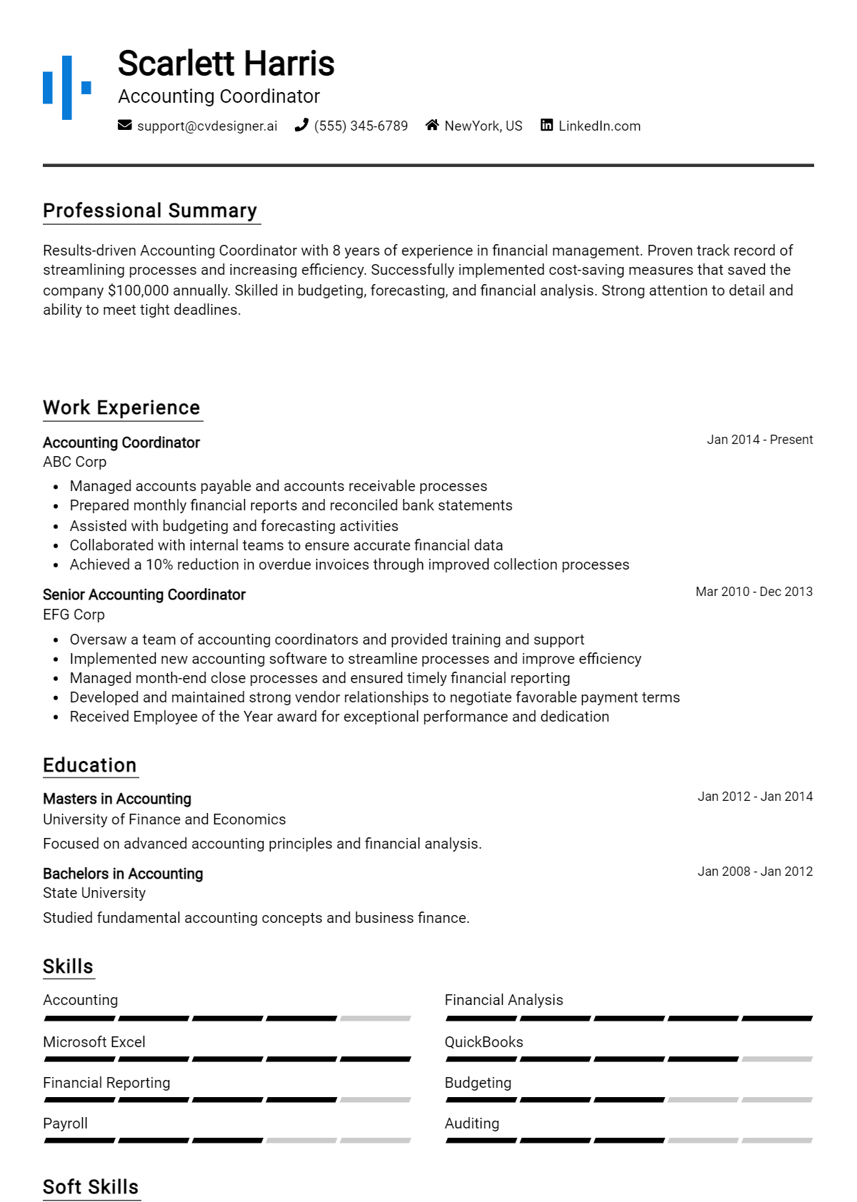 Accounting Coordinator Resume Example