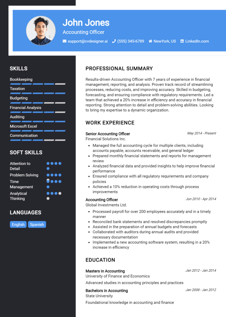 14 Accounting Officer Resume Examples And Templates for 2025