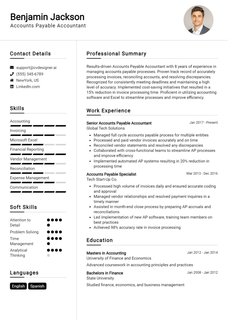Accounts Payable Accountant Resume Example