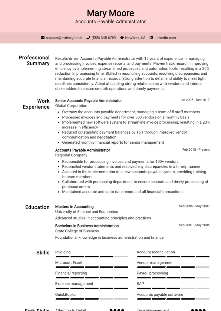Accounts Payable Administrator Resume Example (1)
