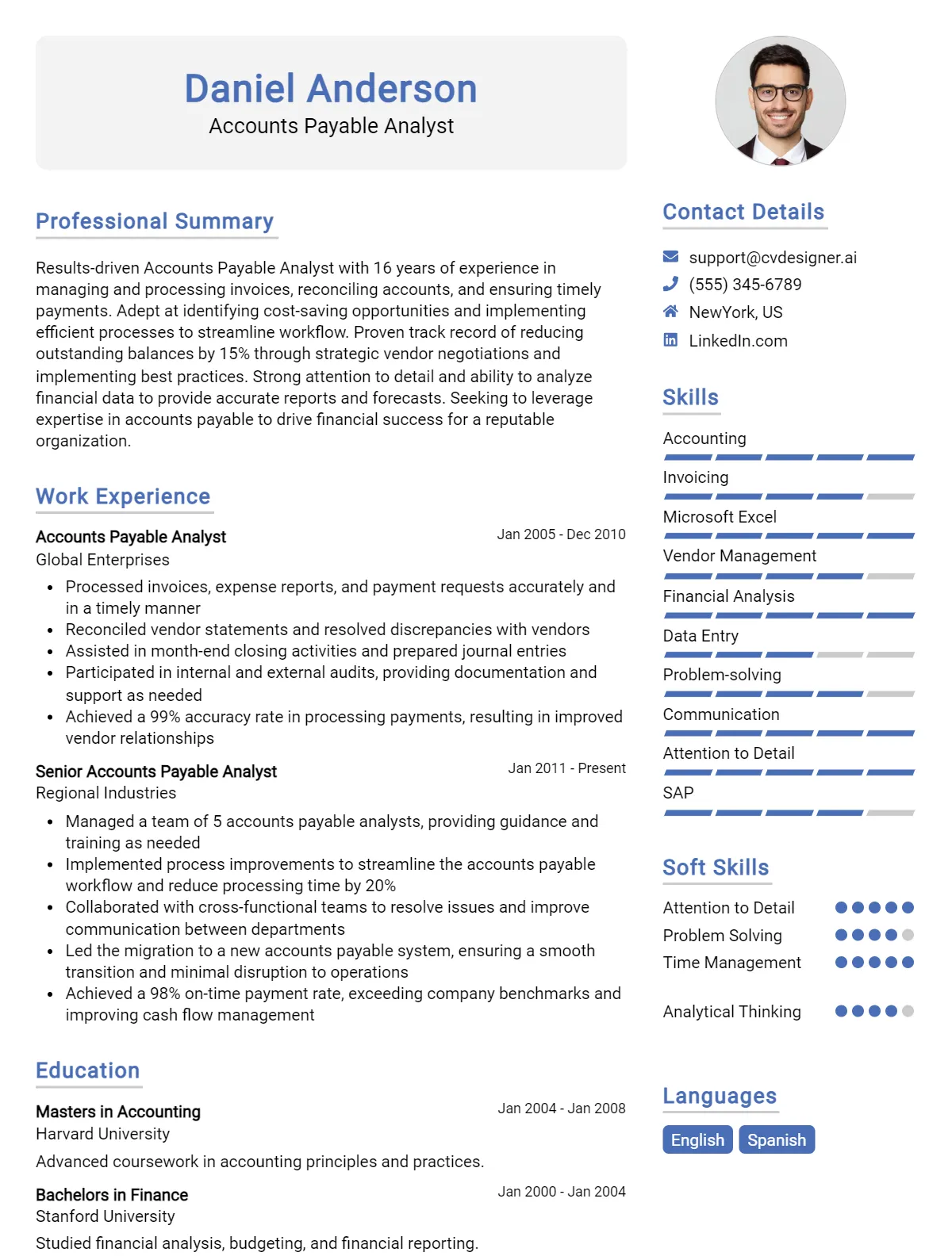 Accounts Payable Analyst CV Example For 2024: How to Craft a Winning CV ...