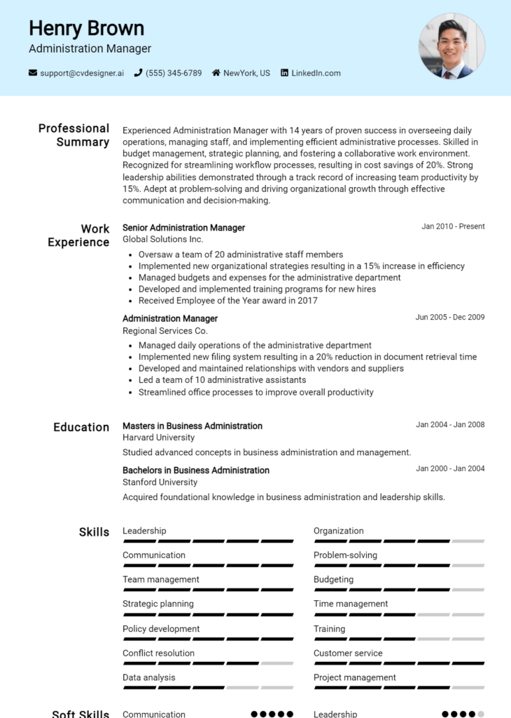 Administration Manager Resume Example for 2024: Samples & Best ...