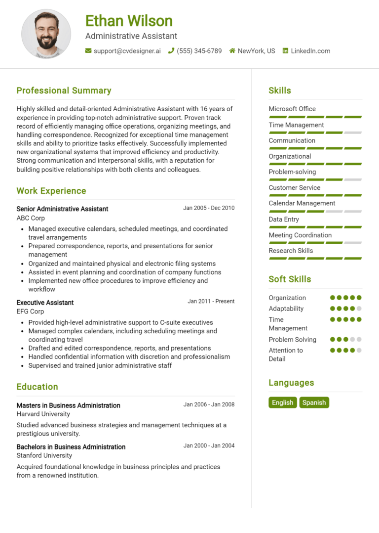 Administrative Assistant Resume Example for 2025: Free Downloadable Templates
