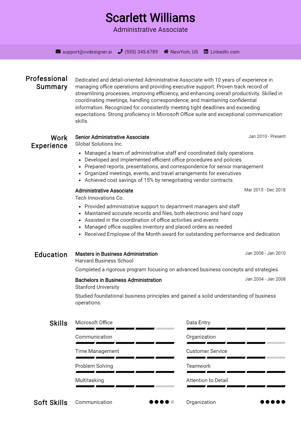 Administrative Associate Resume Example