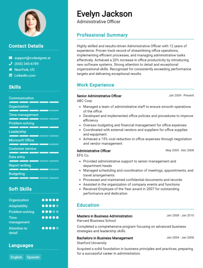 Administrative Officer CV Example