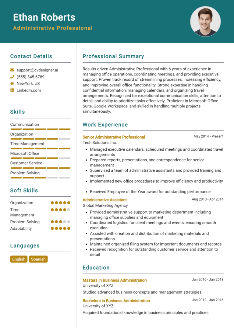 Administrative Professional Resume Example for 2025: Ultimate Guide