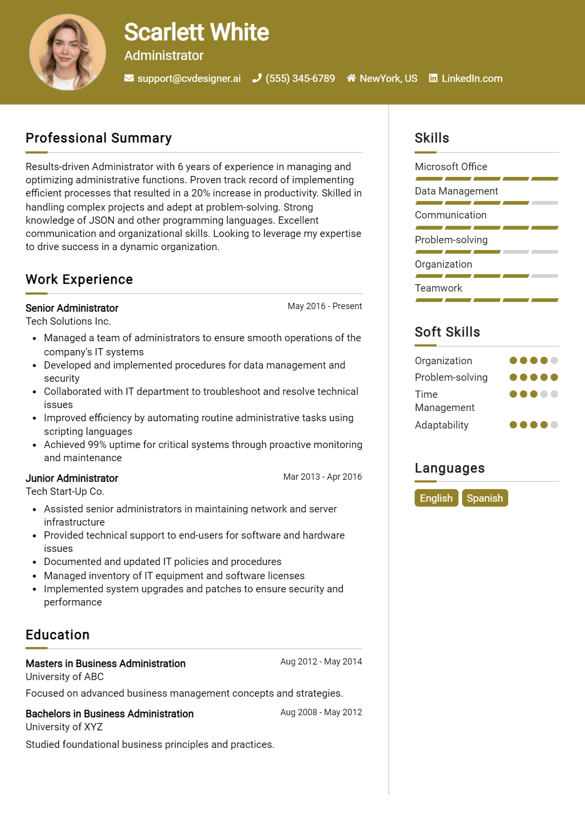 Administrator Resume Example