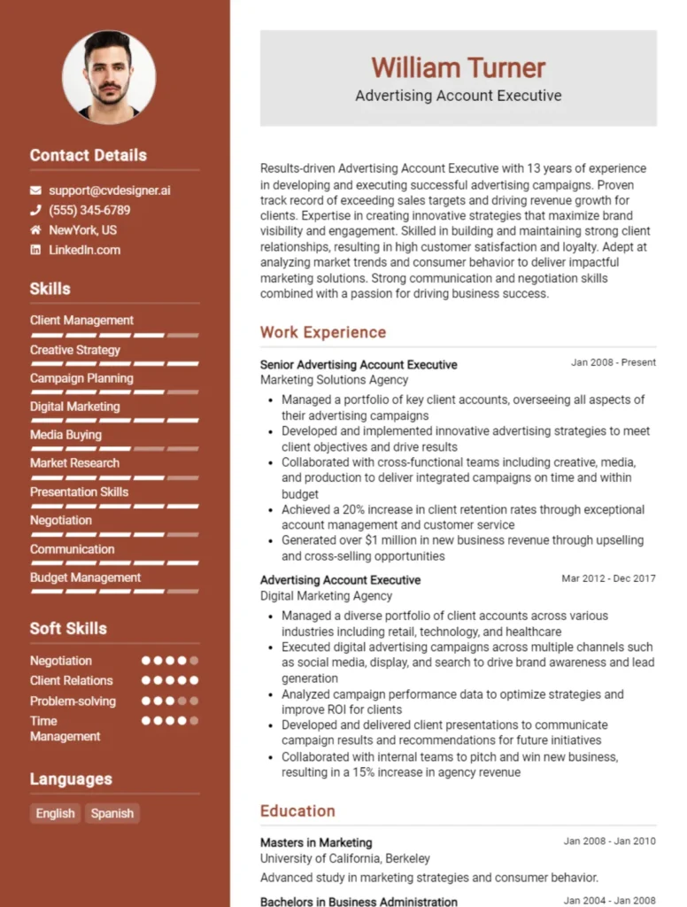 Advertising Account Executive CV Example