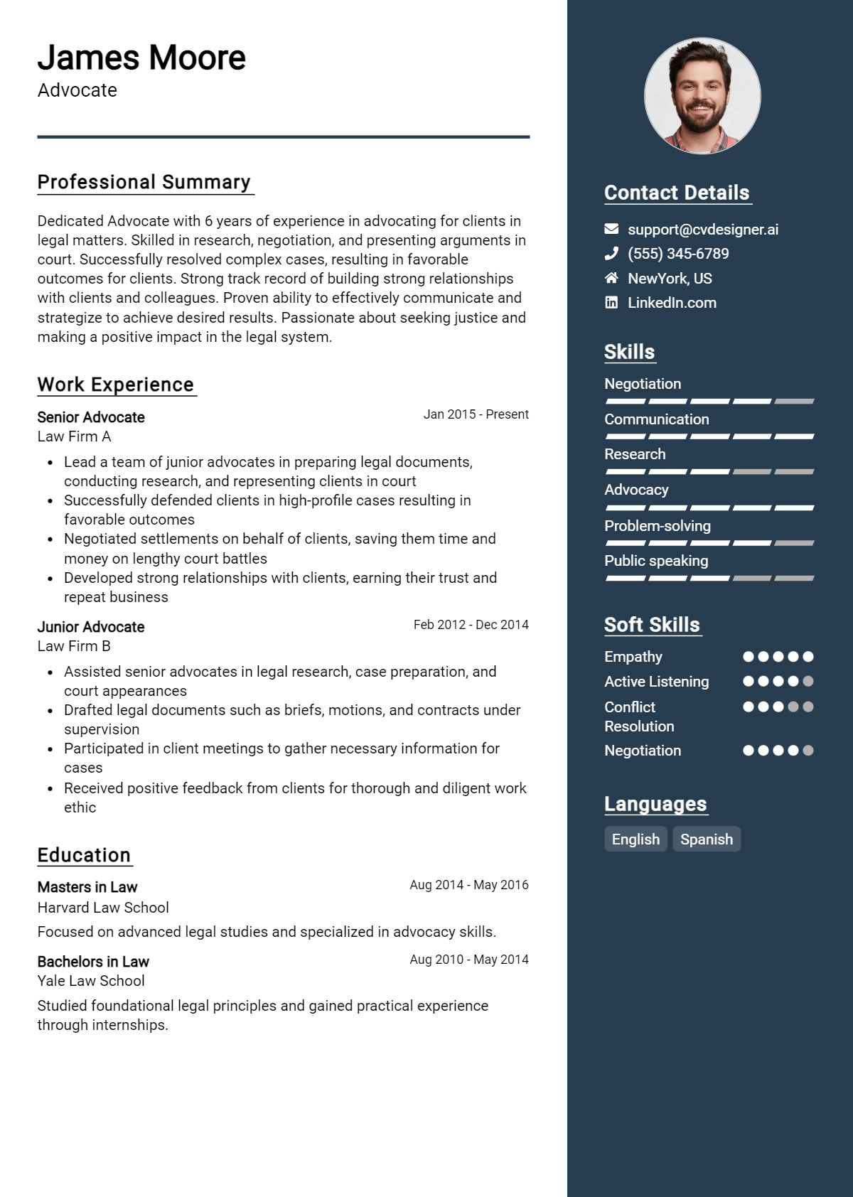 Advocate Resume Example