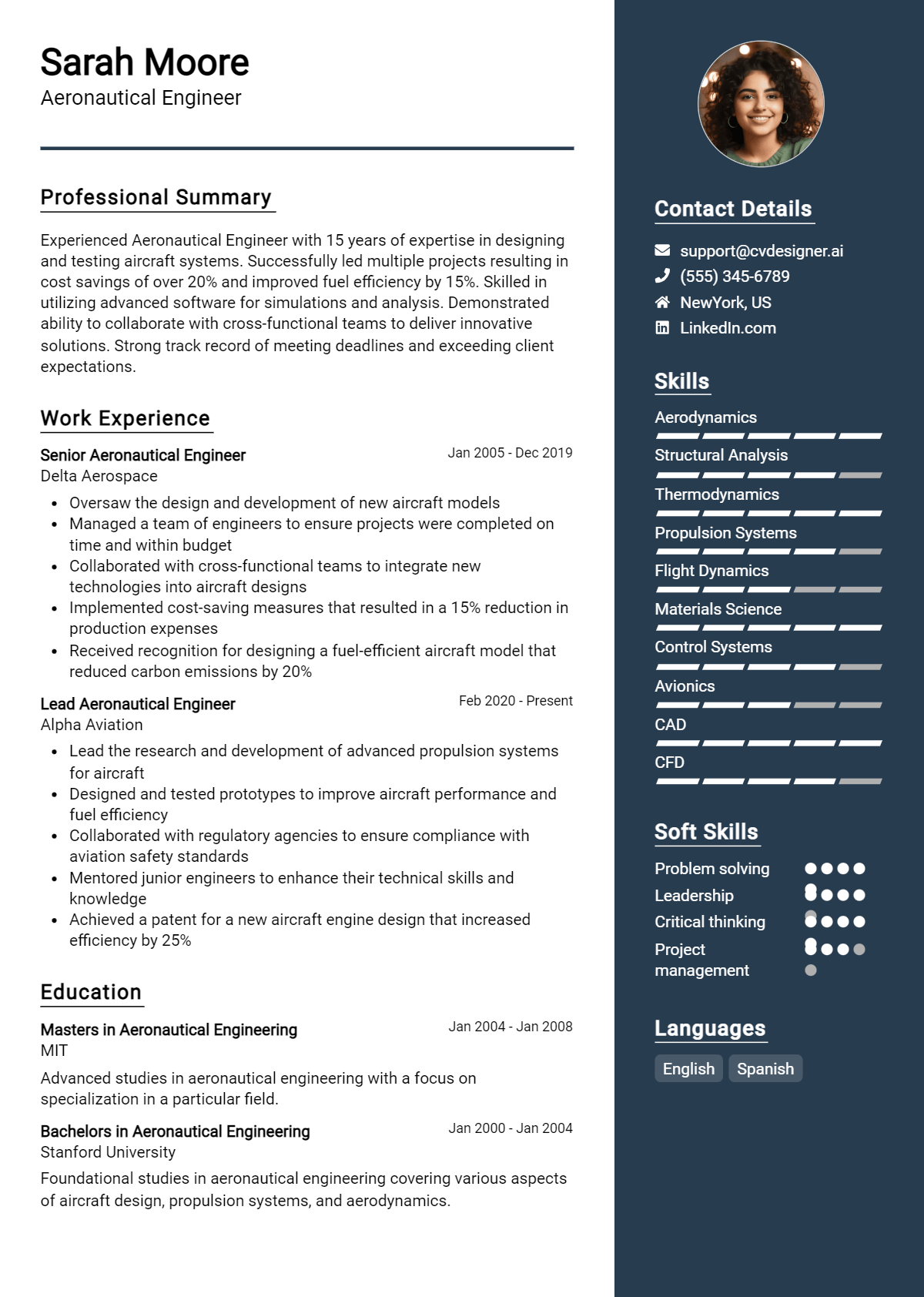 Aeronautical Engineer Resume Example