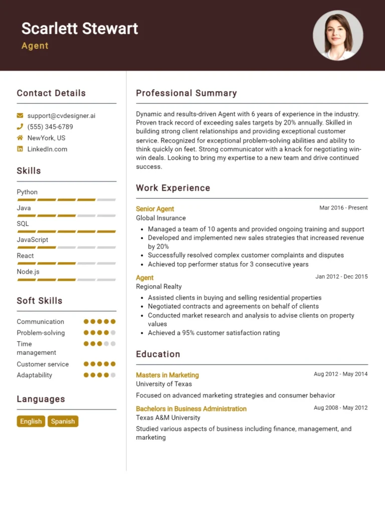 Agent CV Example For 2025: Proven Tips & Templates
