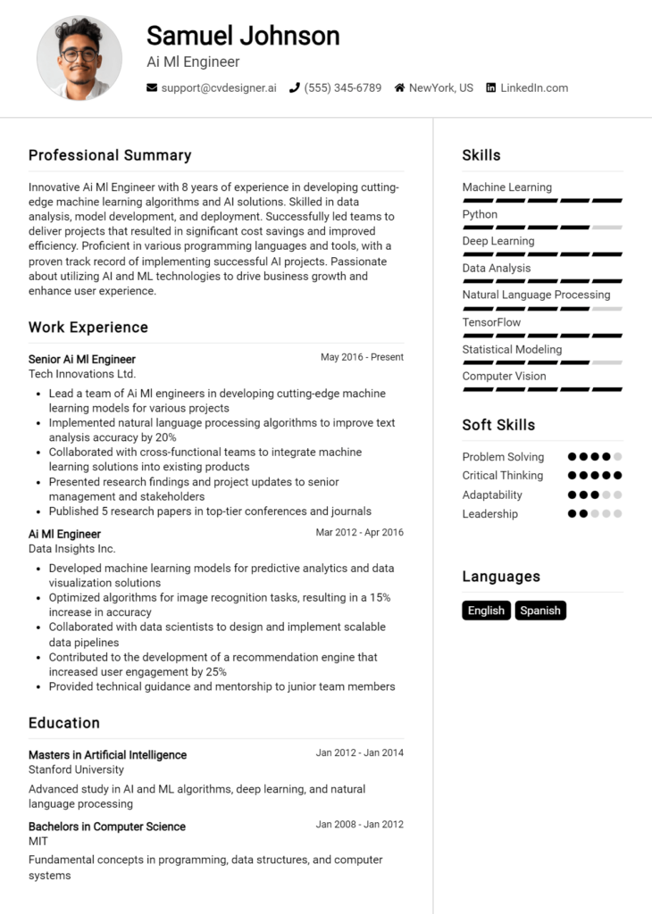 Ai Ml Engineer Resume Example