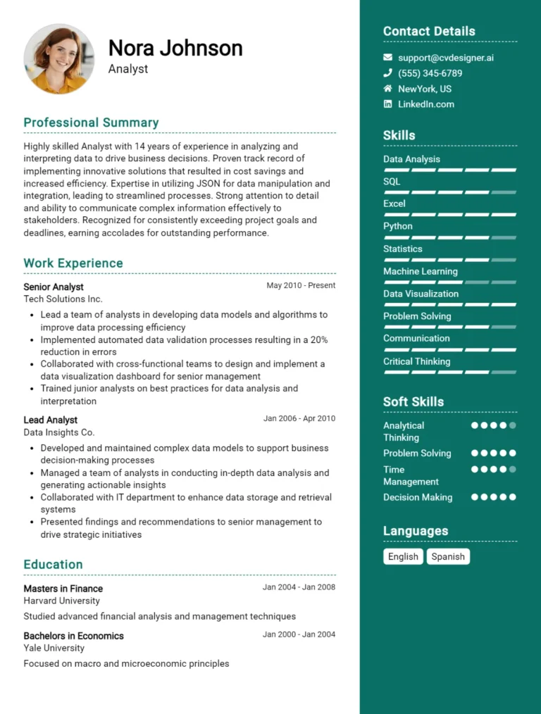 18 Analyst CV Examples And Downloadable Templates For 2025